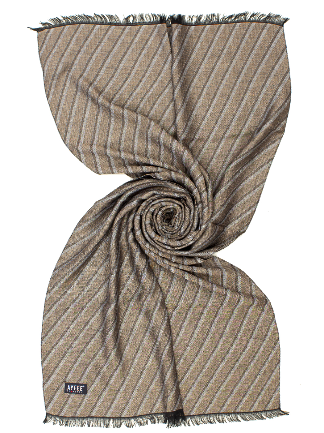 STOLA UOMO MOTIVO DIAGONALE, 60%VI 40%MODAL, CM 60X190, MADE IN ITALY    - BEIGE